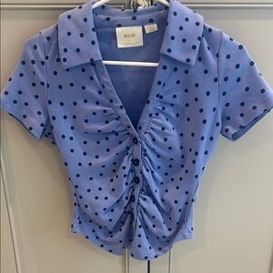 Maeve Blue Polka Dot Women's Top